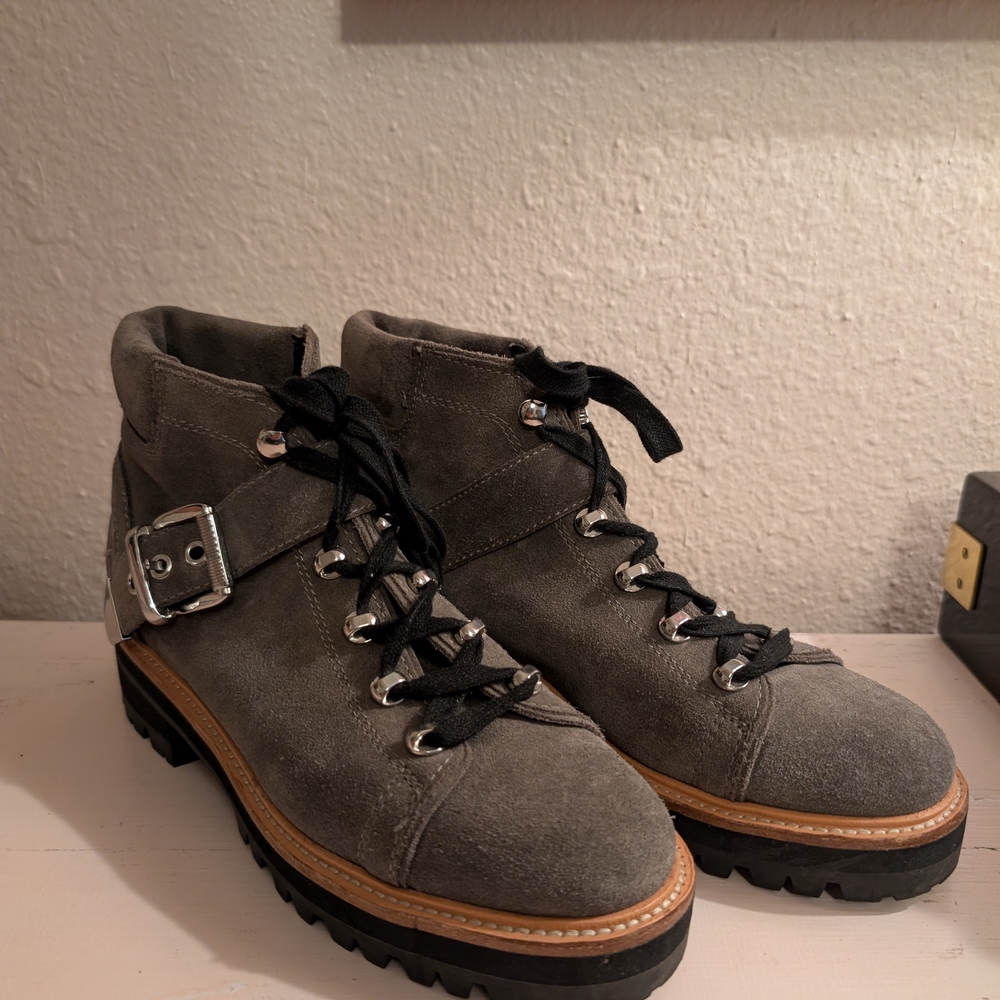 Marc Fisher Gray Ankle Boots with Black Laces